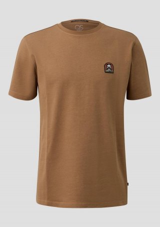 s.Oliver T-Shirt aus schwerer Jerseyware mit gesticktem Patch - sandstein