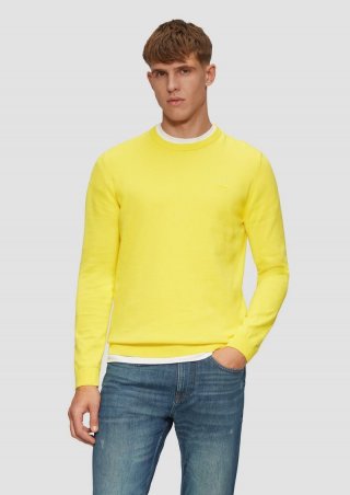 s.Oliver Strickpullover mit Logo-Stickerei - zitrone