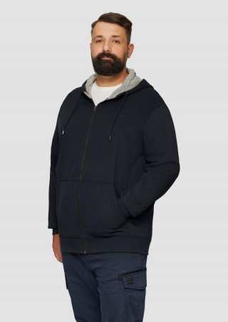s.Oliver Sweatshirt-Jacke mit Kapuze und Logo - navy