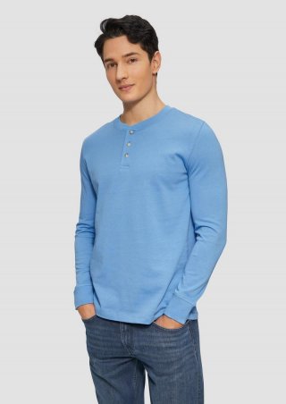 s.Oliver Langarmshirt mit Henleyausschnitt und Ärmel-Bündchen - blau