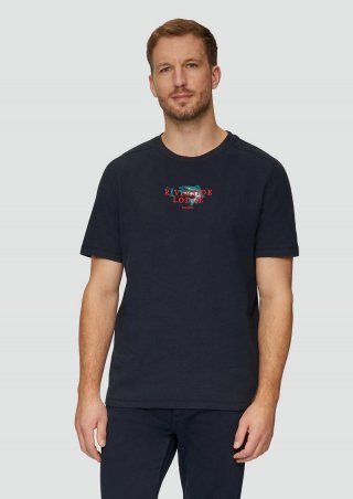 s.Oliver T-Shirt mit Stickerei aus Waffeljersey - navy
