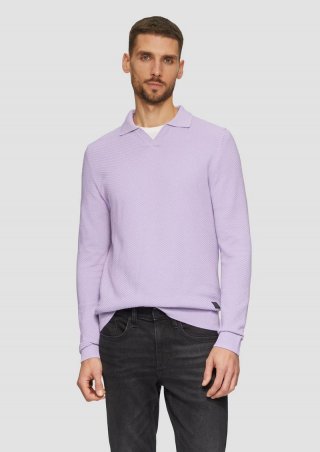 s.Oliver Strukturierter Strickpullover mit Polokragen - lavendel