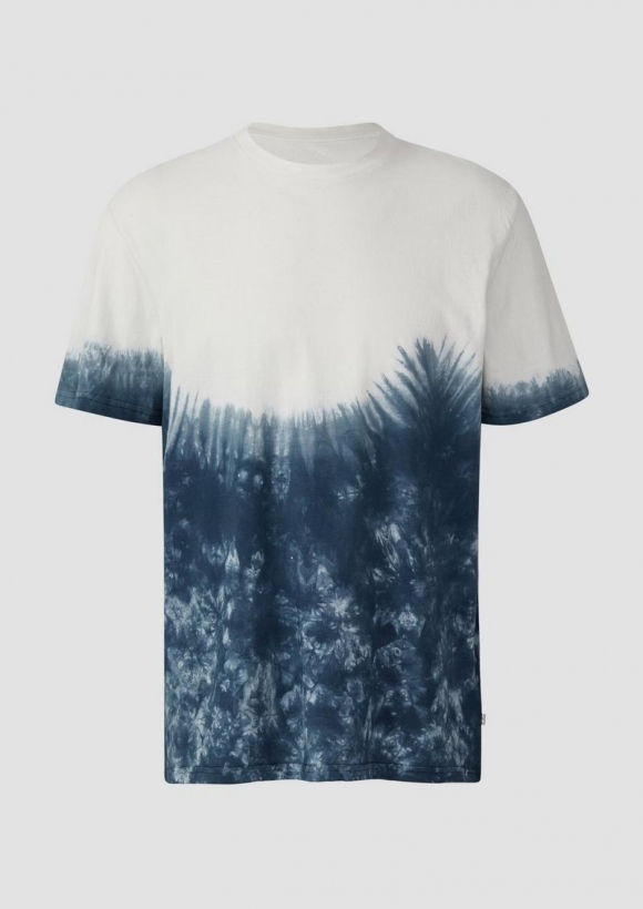 s.Oliver T-Shirt mit Rundhalsausschnitt und Batikeffekt - tiefblau