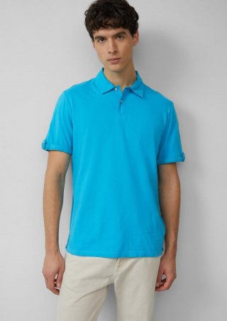 s.Oliver Jersey-Poloshirt mit Ärmel-Detail - pastelltürkis