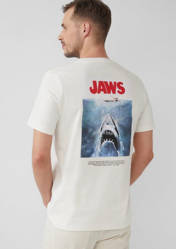 s.Oliver T-Shirt aus Heavy Jersey mit Jaws© UCS LLC Artwork - weiß