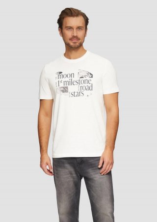 s.Oliver Baumwoll-T-Shirt mit Frontprint - weiß