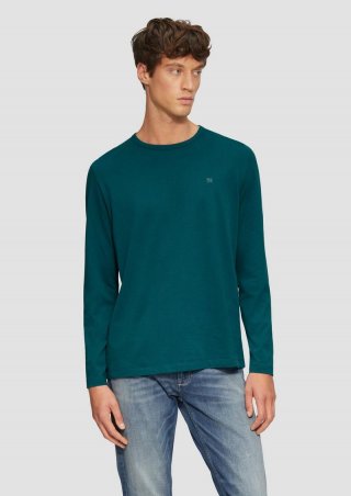 s.Oliver Softes Longsleeve aus Jersey mit Logo-Detail - petrol