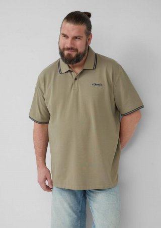 s.Oliver Piqué-Poloshirt mit Kontrastdetails und Logo - olivgrün