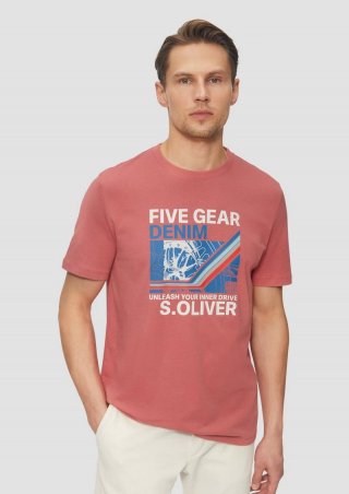 s.Oliver Baumwoll-T-Shirt mit Frontprint - himbeere