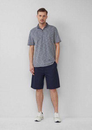 s.Oliver Relaxed-Fit-Bermuda mit Minimalmuster und Elastikbund - tiefblau