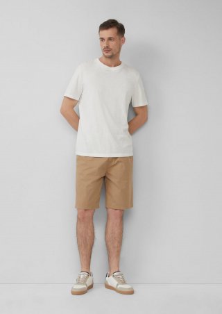 s.Oliver Relaxed-Fit-Bermuda mit Minimalmuster und Elastikbund - sandstein