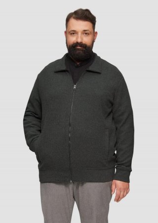 s.Oliver Sweatjacke aus Jacquard in Strick-Optik - dunkelgrau