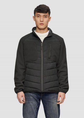 s.Oliver Materialmix-Jacke mit sportiven Kontrastdetails - schwarz