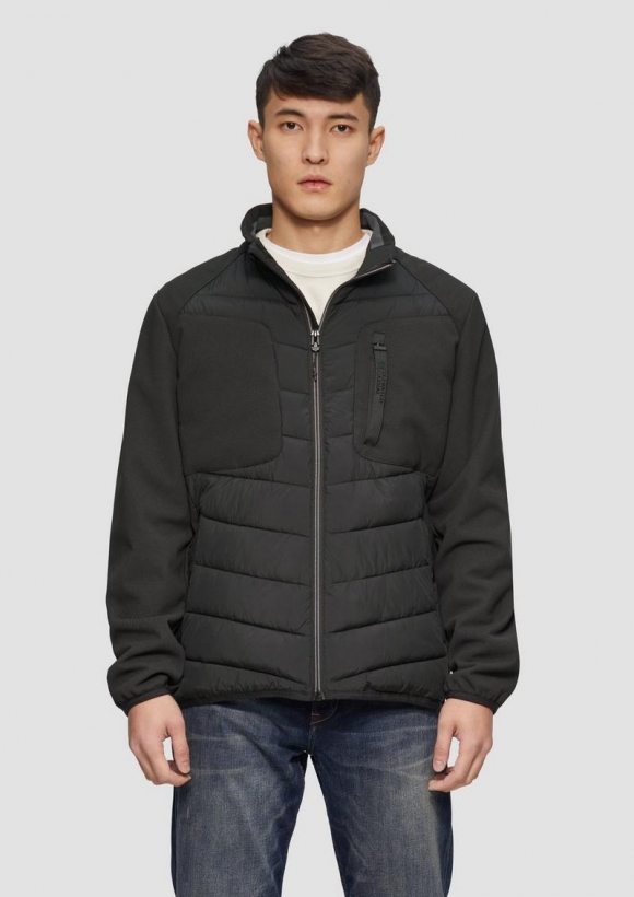 s.Oliver Materialmix-Jacke mit sportiven Kontrastdetails - schwarz