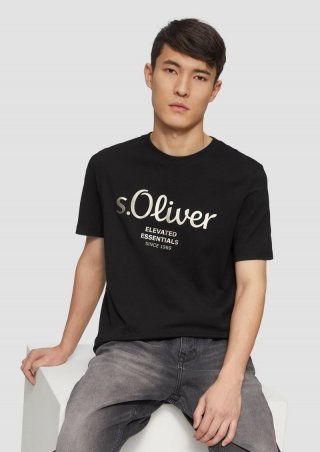 s.Oliver T-Shirt mit Gold- oder Silber-Print - schwarz