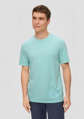 s.Oliver T-Shirt mit Label-Print - helles türkis