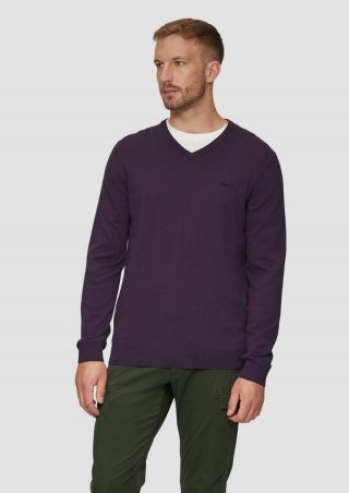 s.Oliver Strickpullover mit Logo-Stickerei - aubergine
