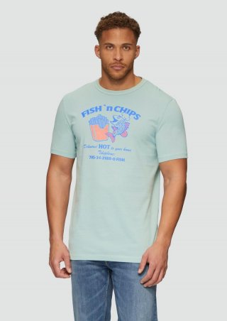 s.Oliver Baumwollshirt mit Frontprint - salbeigrün