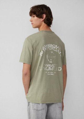 s.Oliver Gewaschenes T-Shirt mit Front- und Rückenprint - hellgrün