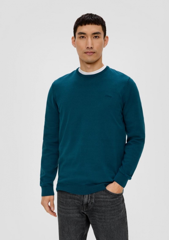 s.Oliver Strickpullover mit Logo - petrol
