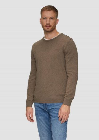 s.Oliver Strickpullover mit Logo-Stickerei - hellbraun