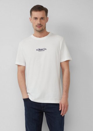 s.Oliver T-Shirt aus Baumwolle mit Logo-Print - weiß