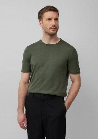 s.Oliver Gestricktes T-Shirt aus Baumwoll-Seidenmix - olivgrün