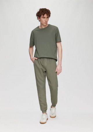 s.Oliver Jogpants aus Leinenmix mit Tunnelzug und Eingrifftaschen - olivgrün