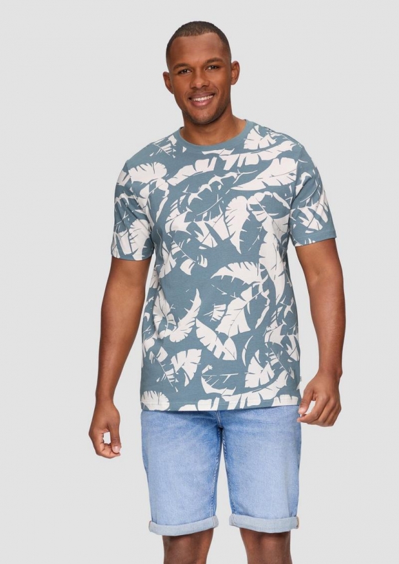 s.Oliver T-Shirt mit All-over-Print - blassblau
