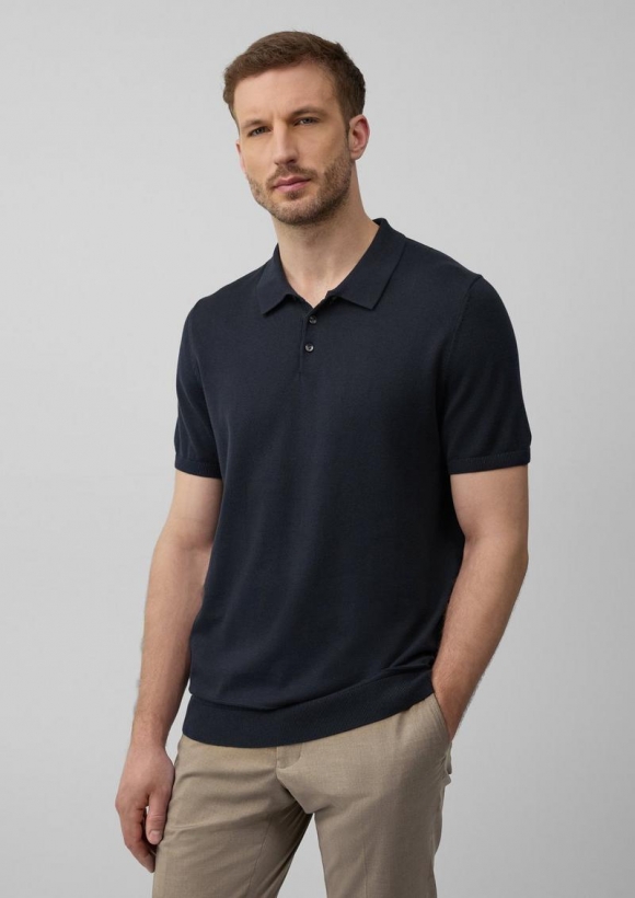 s.Oliver Feinstrick-Poloshirt aus Baumwoll-Modalmix - navy