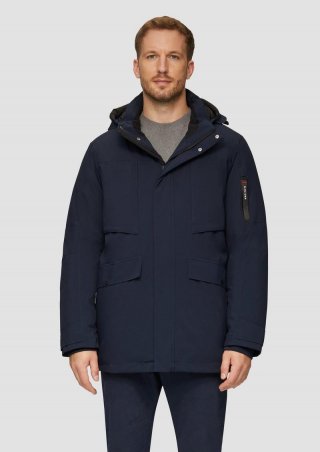 s.Oliver Wasserabweisender Parka mit abnehmbarer Kapuze und weichem Griff - navy