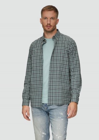 s.Oliver Regular Fit: Hemd aus Baumwollstretch mit Button-Down-Kragen - schiefergrau