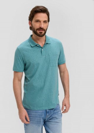 s.Oliver Poloshirt in melierter Optik - dunkles türkis
