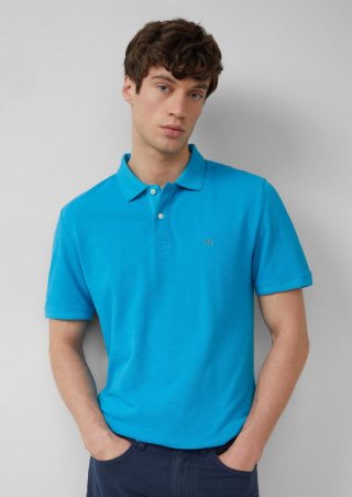 s.Oliver Poloshirt mit kleinem Labelpatch und Flammgarnstruktur - türkis