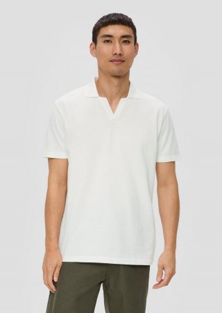 s.Oliver Poloshirt aus Baumwolle mit offenem Kragen - weiß