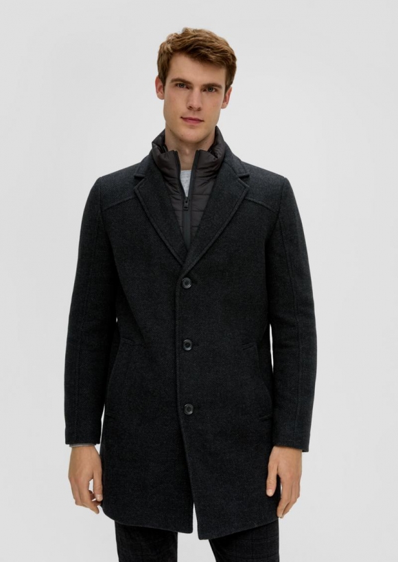 s.Oliver Tweed-Mantel mit herausnehmbarem Insert - dunkelgrau