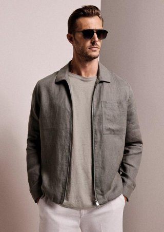 s.Oliver Overshirt aus Leinen mit Eingrifftaschen - olivgrün