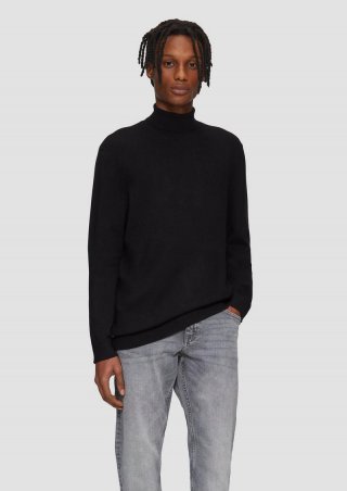 s.Oliver Slim-Fit-Pullover mit Rollkragen - schwarz