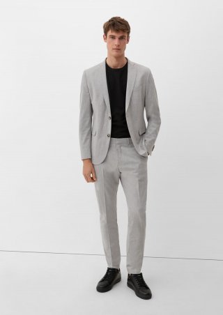 s.Oliver Slim: Hose aus Wollmix - taubengrau