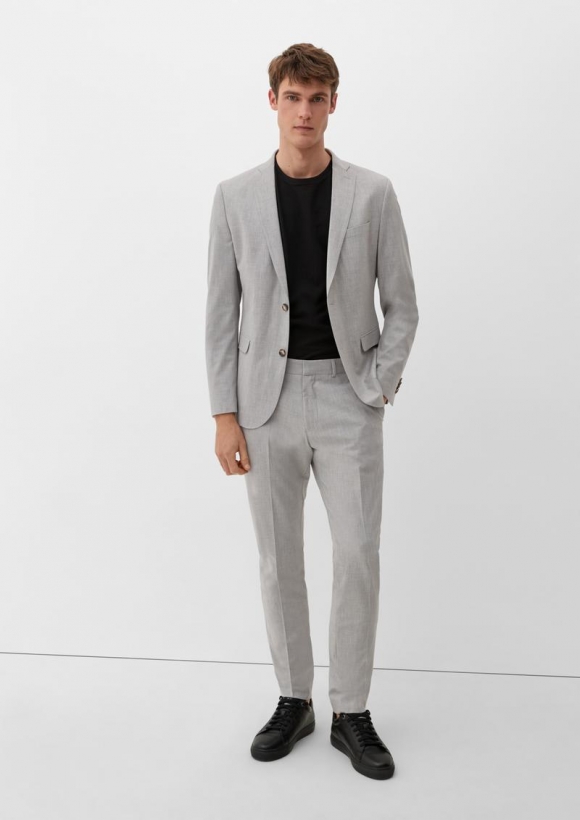 s.Oliver Slim: Hose aus Wollmix - taubengrau