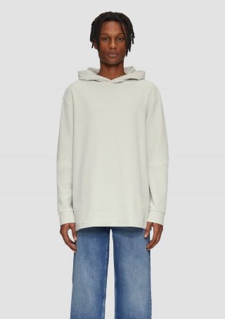 s.Oliver Longsleeve mit Kapuze und Rippstruktur - hellgrau