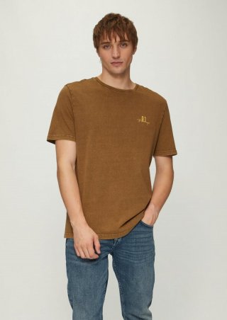 s.Oliver Gewaschenes T-Shirt mit Front- und Rückenprint - karamell