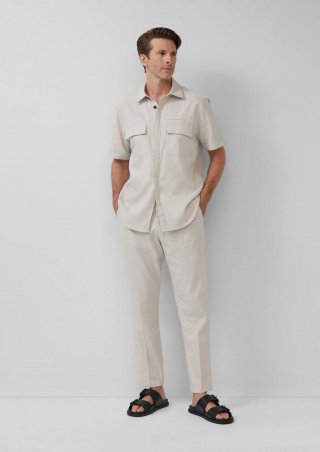 s.Oliver Chino aus Leinenmix im Relaxed Fit - helles beige