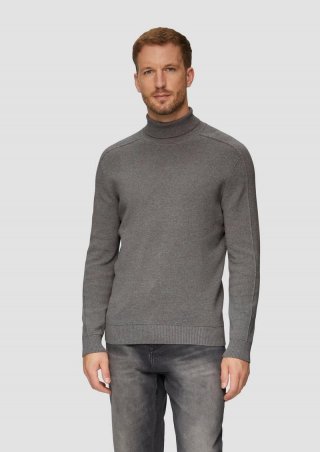 s.Oliver Strukturierter Rollkragenpullover mit Naht-Details - graphit