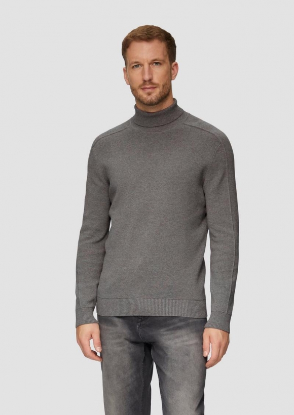 s.Oliver Strukturierter Rollkragenpullover mit Naht-Details - graphit