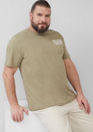 s.Oliver Baumwoll-T-Shirt mit Crewneck und Artwork - helles olivgrün