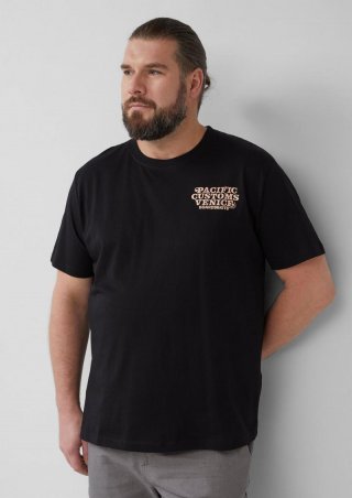 s.Oliver Baumwoll-T-Shirt mit Crewneck und Artwork - schwarz