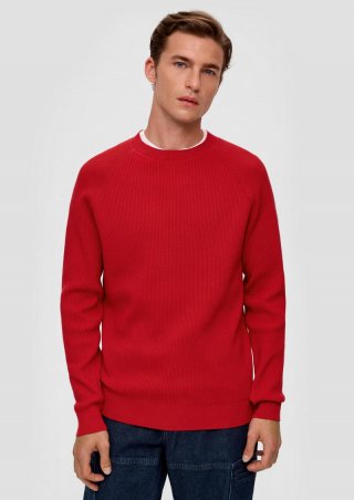 s.Oliver Strickpullover mit Rippstruktur - chilirot