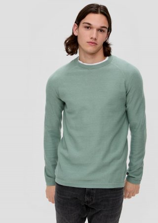 s.Oliver Feinstrickpullover im Slim Fit - salbeigrün