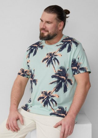 s.Oliver T-Shirt aus Baumwolle mit All-over-Print - ozeangrün